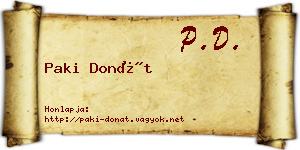 Paki Donát névjegykártya